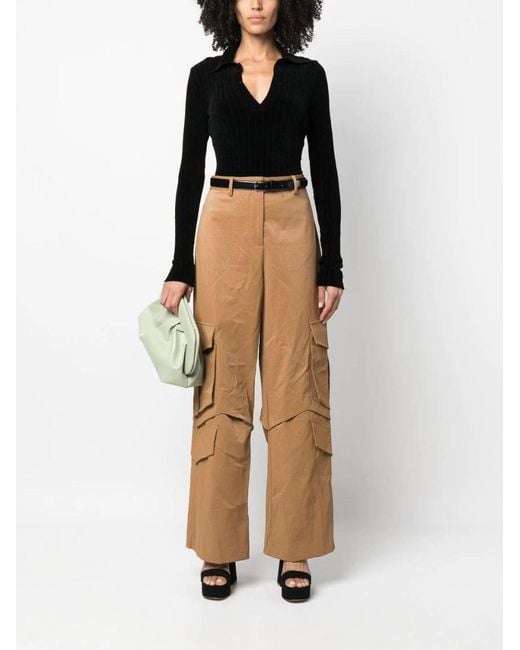 MSGM Natural Multi-Pocket Cargo Trousers