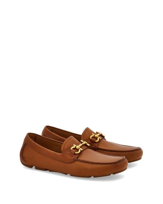Ferragamo Brown Leather Driver Shoes for men