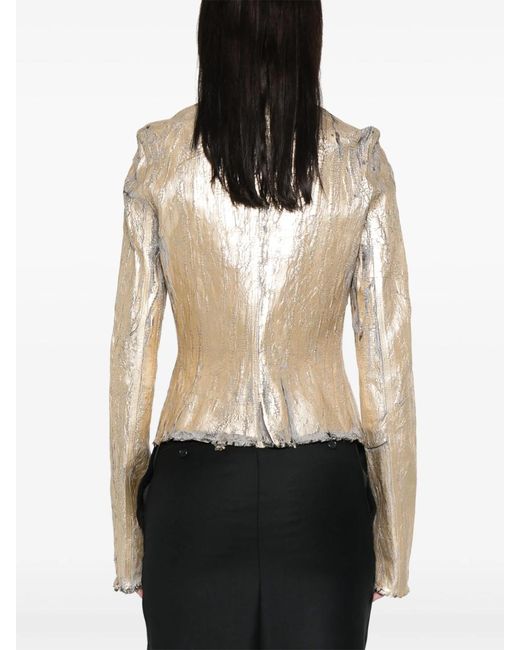 Rick Owens Natural Gary Coated Leather-Blend Biker Jacket