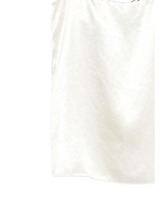 Alysi White Solid Scoop Neck Top