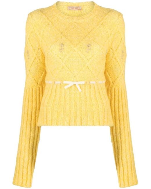 Cormio Yellow Interwoven-Design Sweater