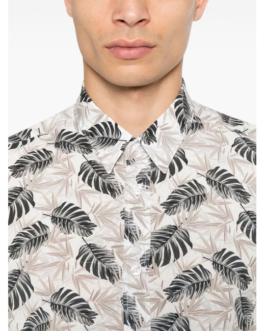 Daniele Alessandrini White Floral Print Shirt for men