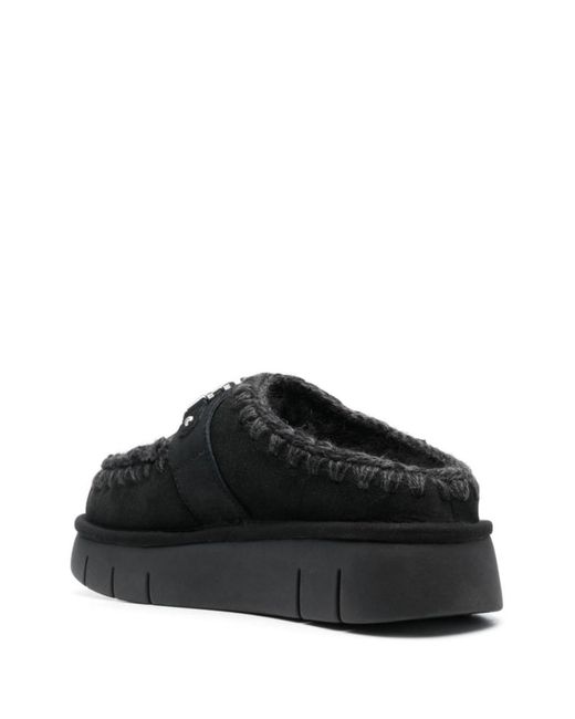 Mou Black Logo Slippers