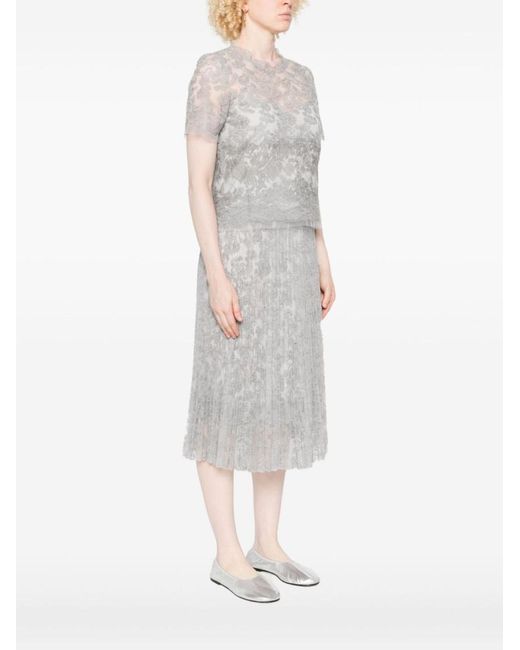 Ermanno Scervino White Lace-Trimmed Short-Sleeved T-Shirt