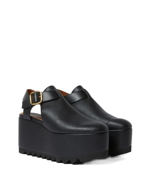 Stella McCartney Black Round Toe Wedges