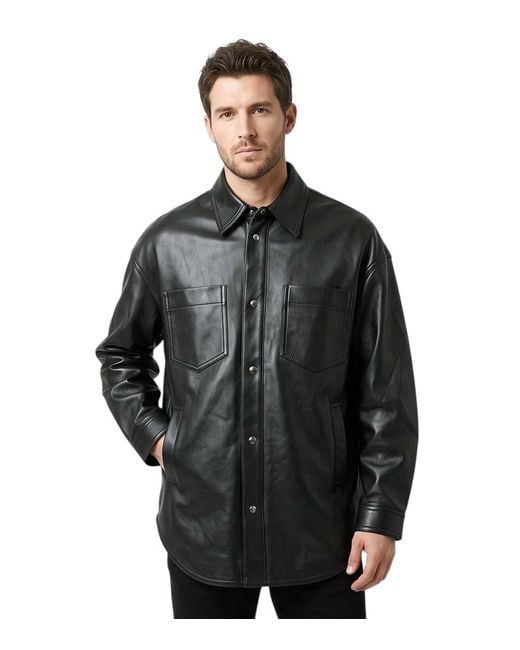 Nanushka Black Solid Overshirt for men