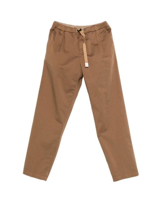 White Sand Brown Flat Front Pants for men