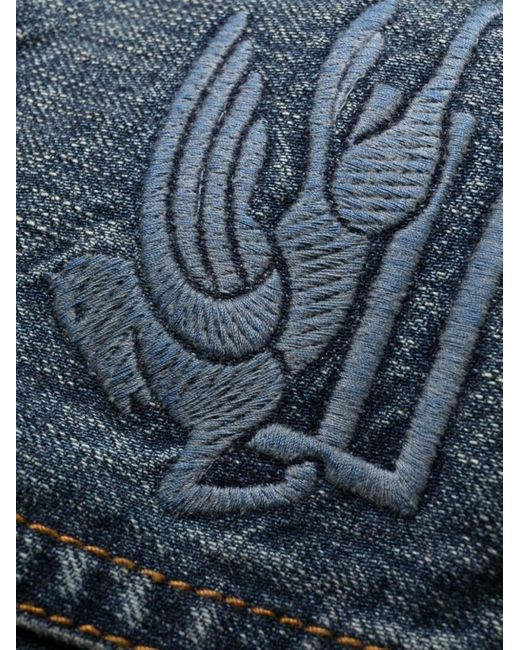 Etro Blue Cotton Wide Leg Jeans