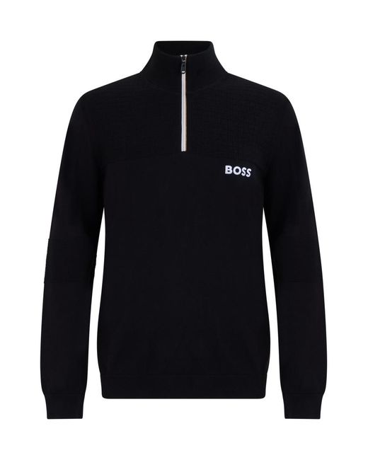 Boss Black Half Zip Logo Sweater for men