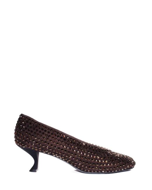 LA ROSE Brown Crystal Pumps