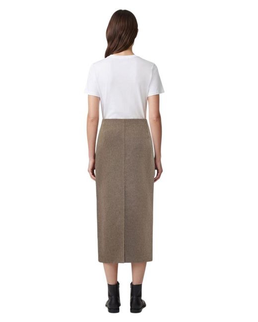 Brunello Cucinelli White Solid Midi Skirt