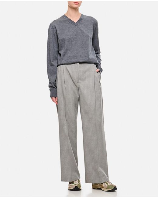 Khaite Gray V-Neck Sweater