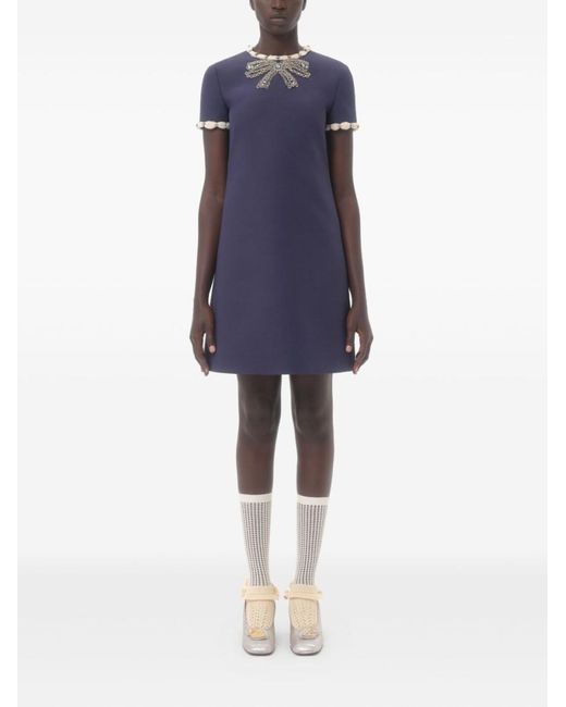 Valentino Garavani Blue Crepe Couture Mini Dress