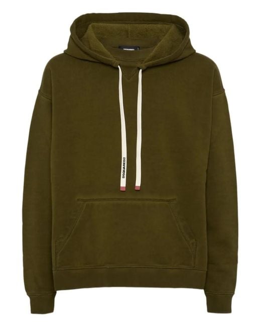 DSquared² Green Solid Relaxed Hoodie for men