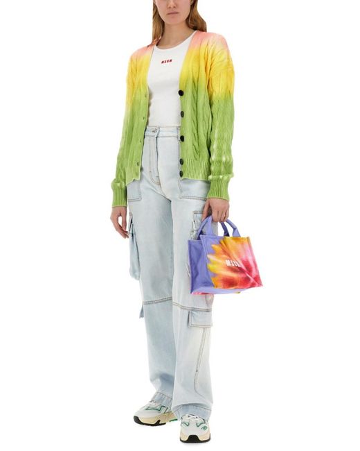MSGM Blue Cargo High Rise Jeans
