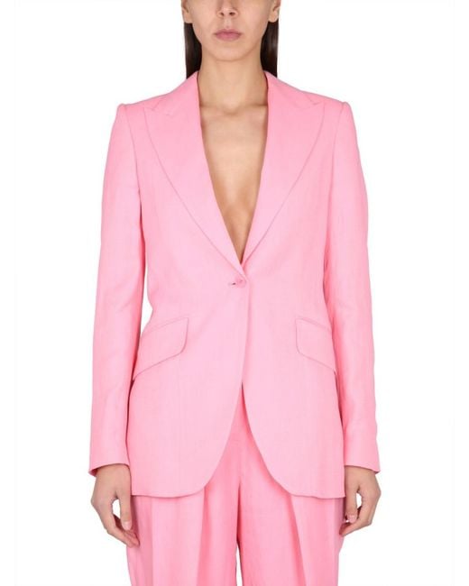 Stella McCartney Pink Solid Notched Lapel Blazer