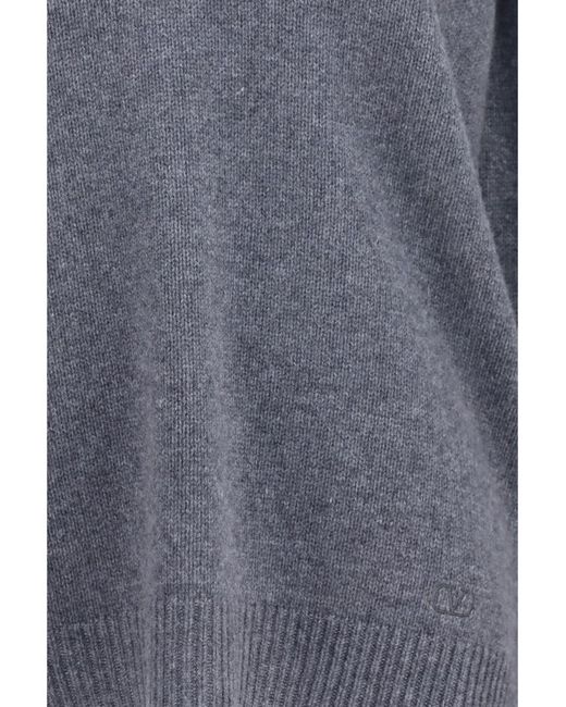Valentino Blue Solid V Neck Sweater