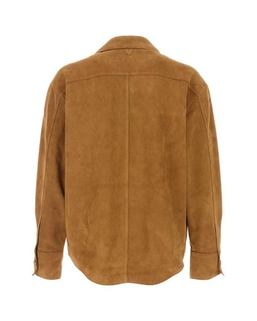 AMI Brown Solid Overshirt for men