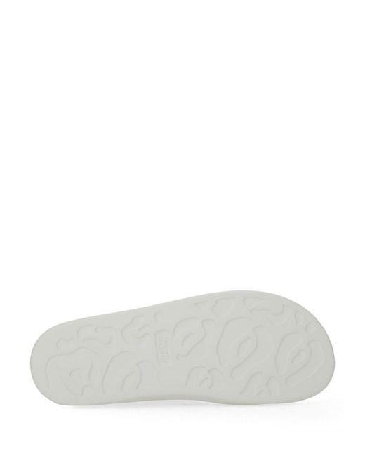 McQueen White Solid Buckle Slides for men