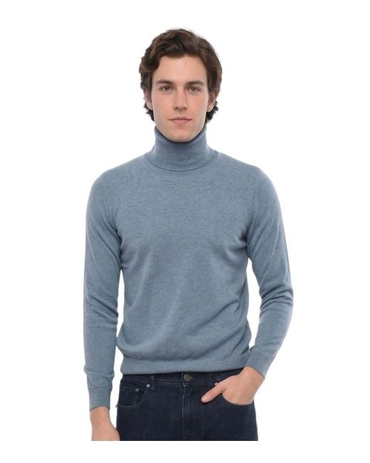 Malo Blue Solid Sweater for men