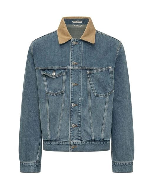 J.W. Anderson Blue Solid Shirt Collar Jacket for men