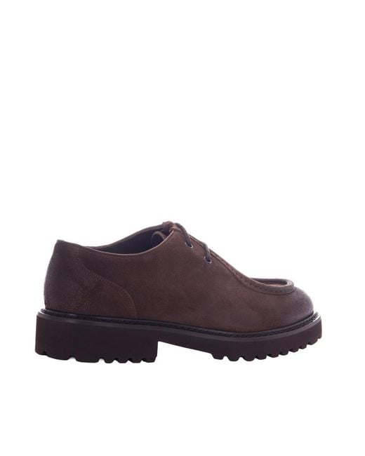Doucal's Brown Solid Lace Up Shoes for men