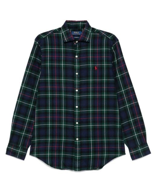 Polo Ralph Lauren Blue Plaid Flannel Shirt for men