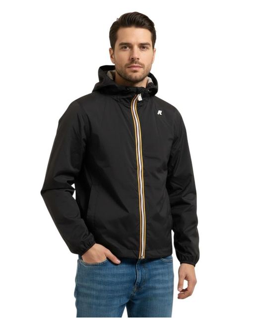 K-Way Black Regular Hood Jacket for men