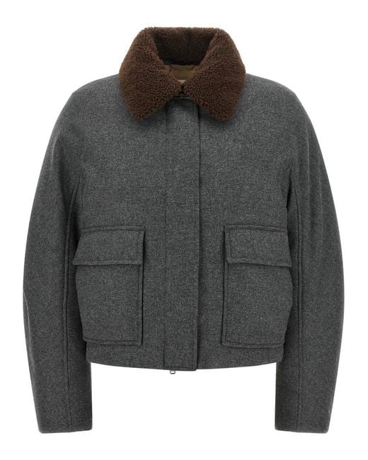 Brunello Cucinelli Gray Solid Shirt Collar Jacket
