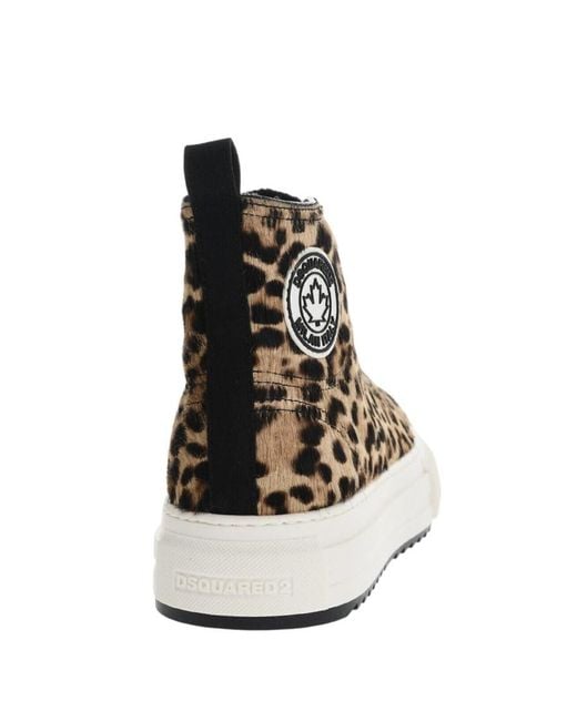 DSquared² Brown Leopard Print Logo Sneakers for men