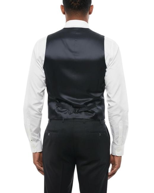 Corneliani Blue Solid V Neck Waistcoat for men