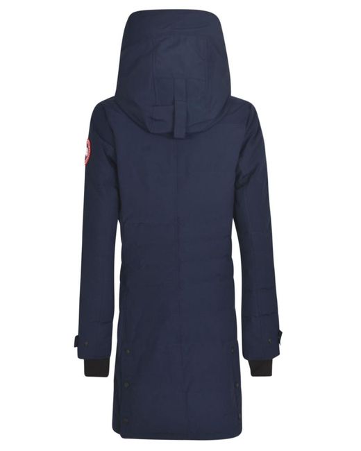 Canada Goose Logo Patch Hooded Down Puffer Jacket in Blue Lyst