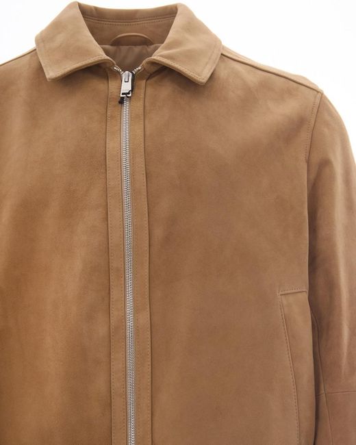 Boss Brown Solid Shirt Collar Jacket for men