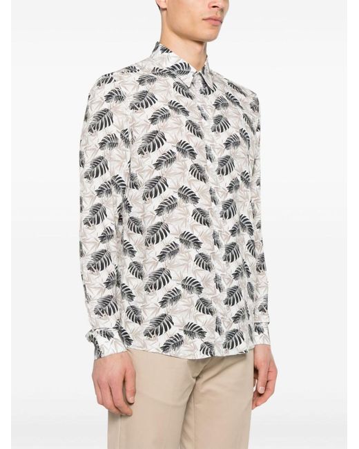 Daniele Alessandrini White Floral Print Shirt for men