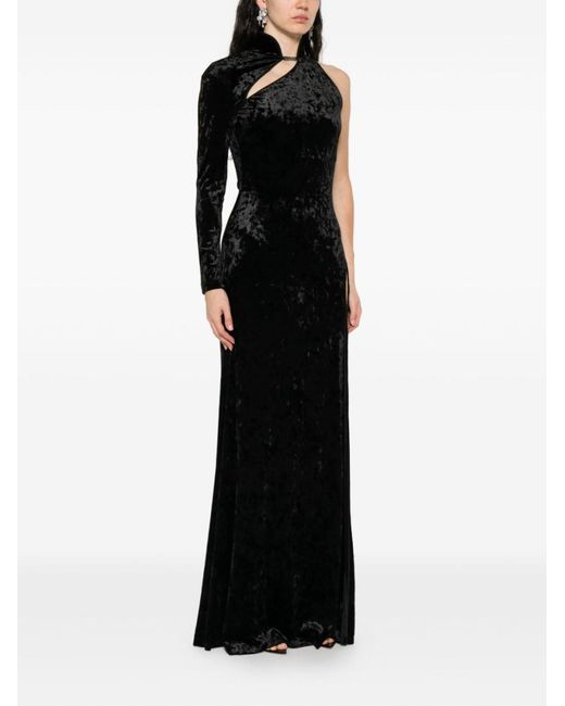 Versace Jeans Couture Black One-Sleeve Velvet Maxi Dress