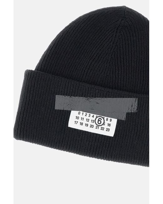 MM6 by Maison Martin Margiela Blue Signature Beanie Hat for men