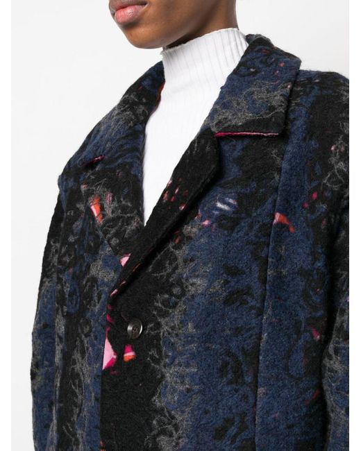 VITELLI Blue Recycled Wool Floral Coat