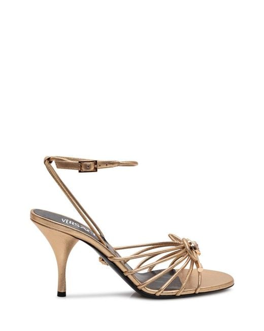 Versace Metallic Ankle-Strap Heels