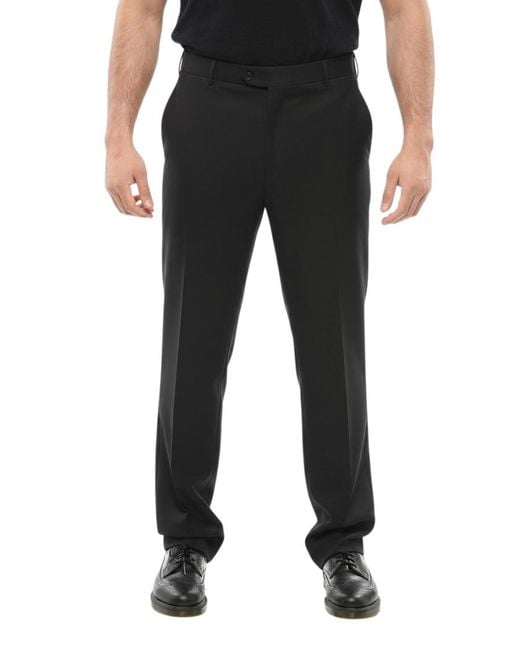 Corneliani Black Flat Front Pants for men