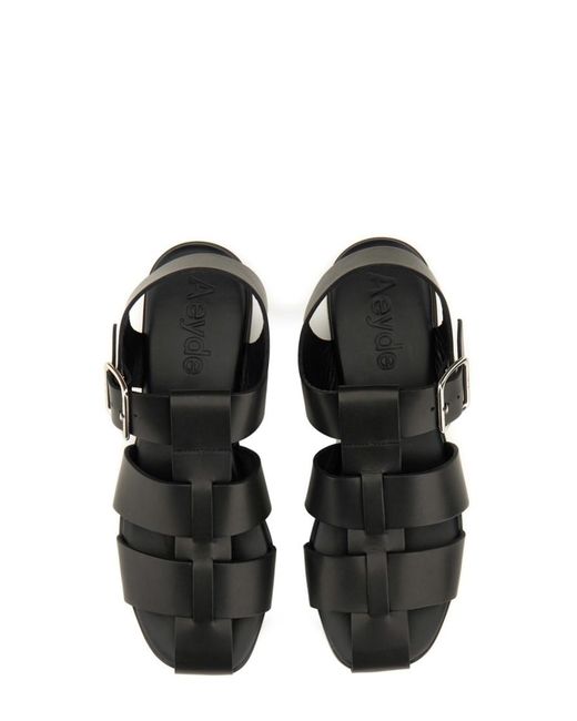 Aeyde Black Solid Sandals