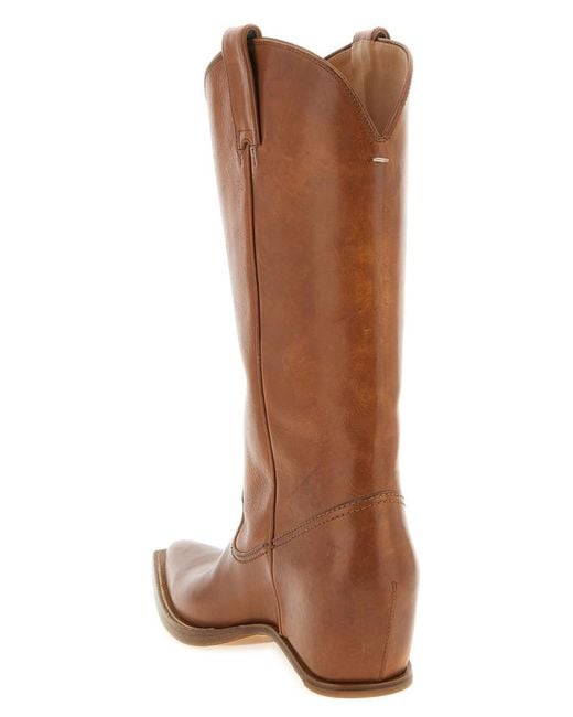 Maison Margiela Brown Solid Pointed Toe Boots