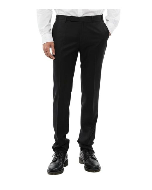 Corneliani Black Flat Front Pants for men