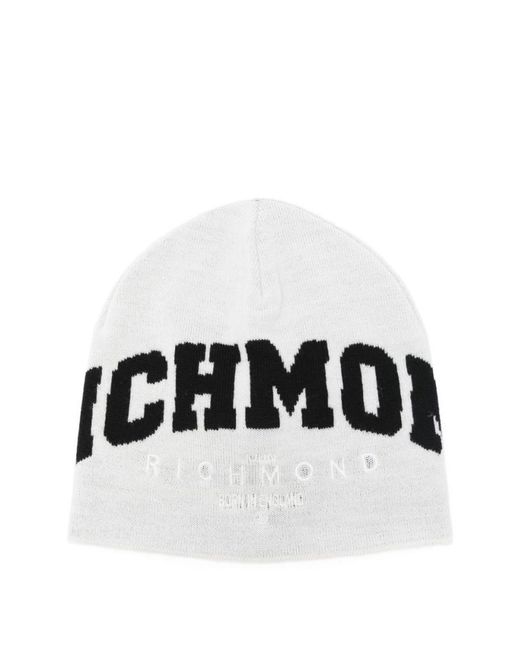John Richmond White Logo Beanie Hat for men