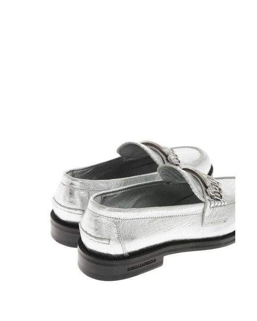 DSquared² White Leather Loafers