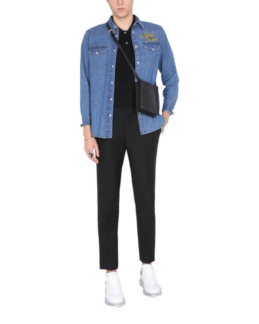 McQueen Blue Regular Logo Shirt for men