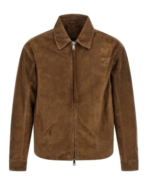 Giorgio Brato Brown Solid Shirt Collar Jacket for men