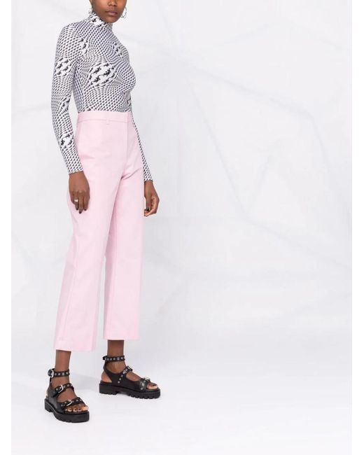 MSGM Pink Pressed-Crease Cotton Tailored Trousers