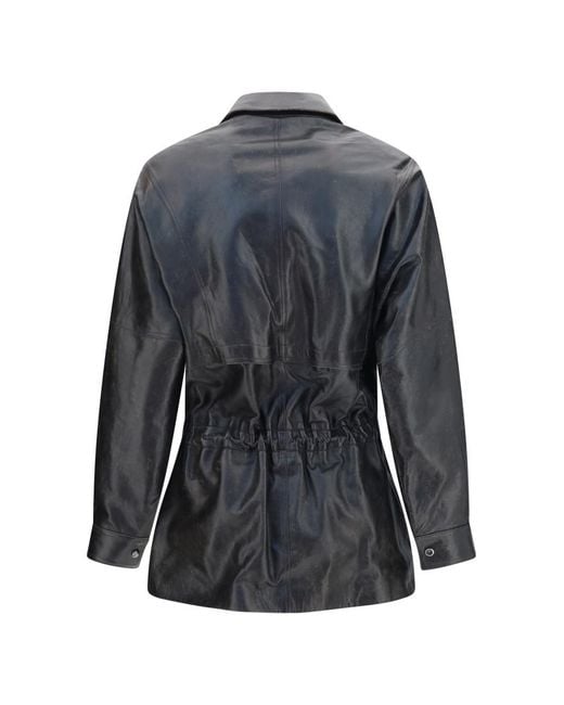 Magda Butrym Gray Solid Shirt Collar Jacket