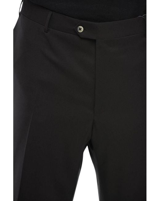 Corneliani Black Flat Front Pants for men