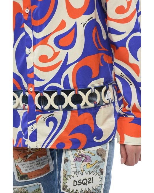 DSquared² Blue Regular Abstract Shirt